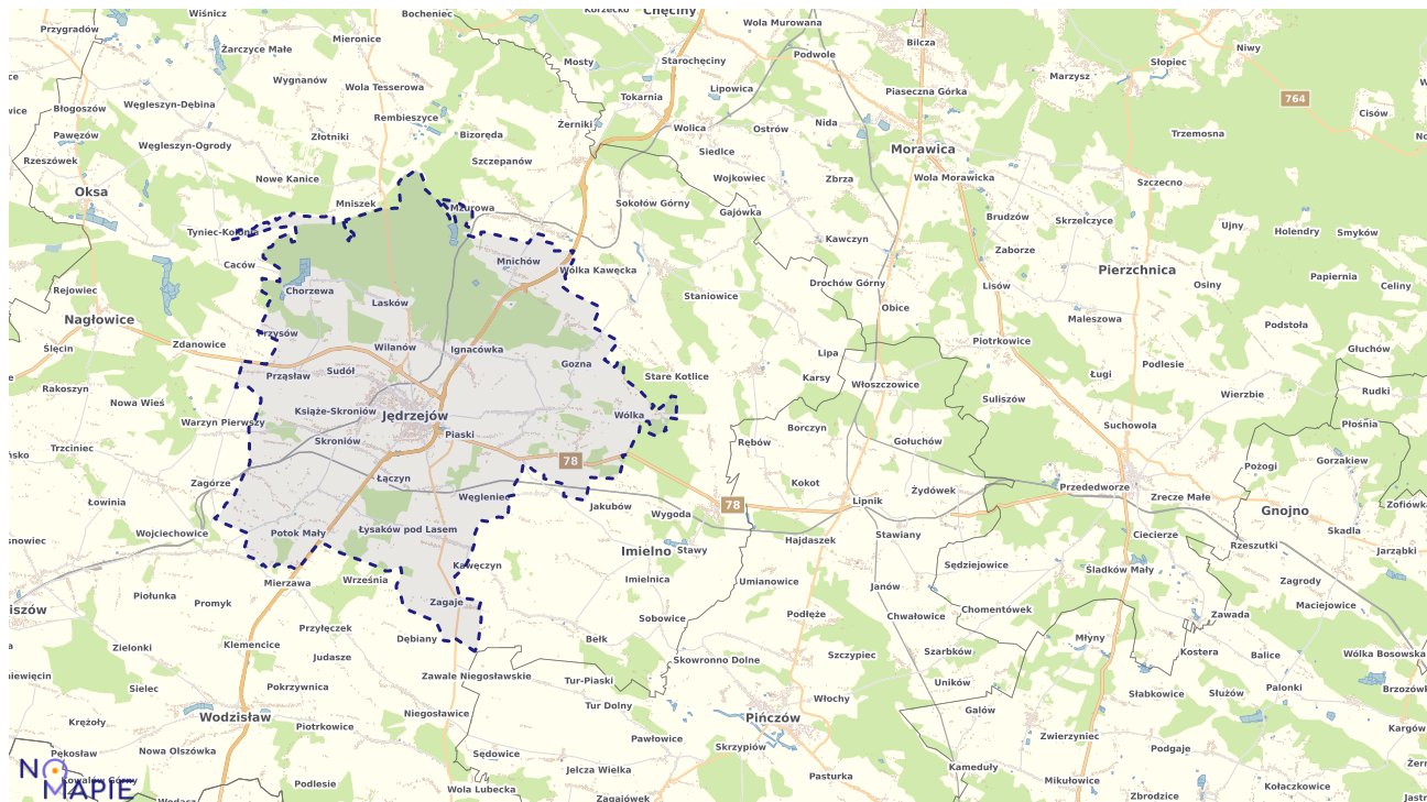 Mapa obszarów ochrony przyrody Jędrzejowa